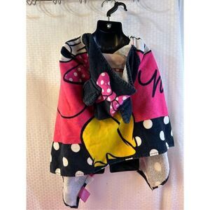 Disney Minnie hooded towel toddler pink black 100‎ cotton